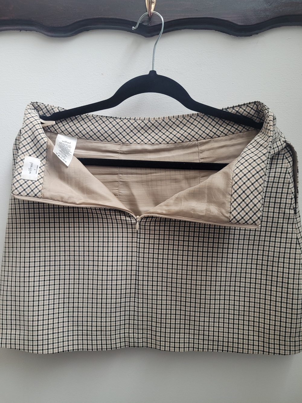 Wilfred Black and Beige Plaid Mini Skirt